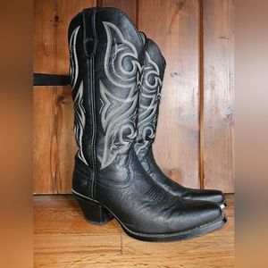 Durango Black Snip Toed Western Boots, Women Size 8.
